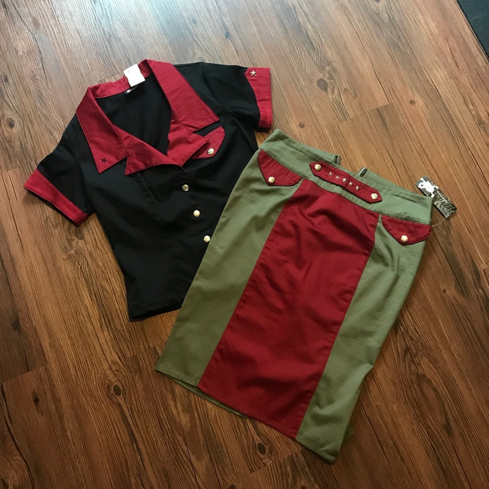 Adeline 2-piece retro military outfit NWT